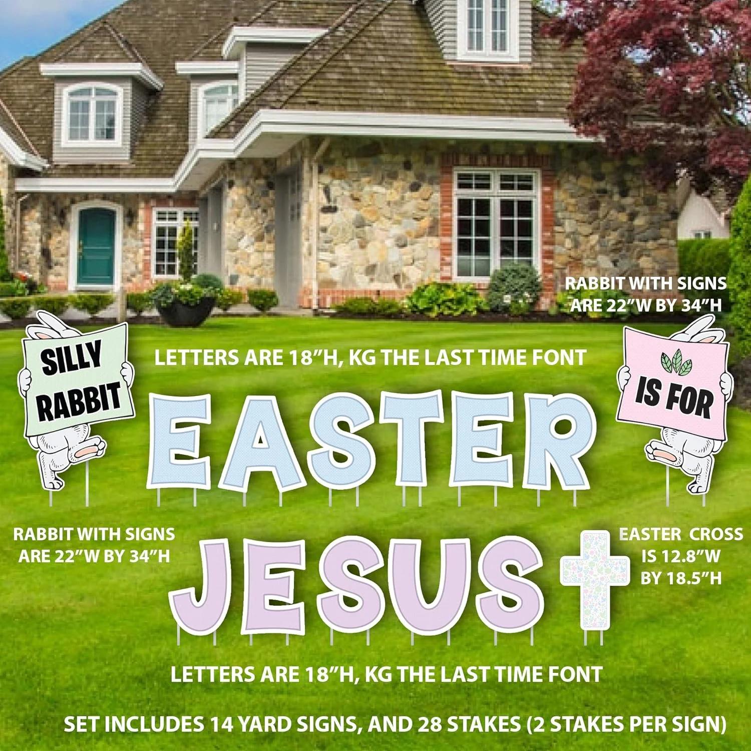 Silly Rabbit Easter is for Jesus Yard Decoration | 14 pc Set - Image 3