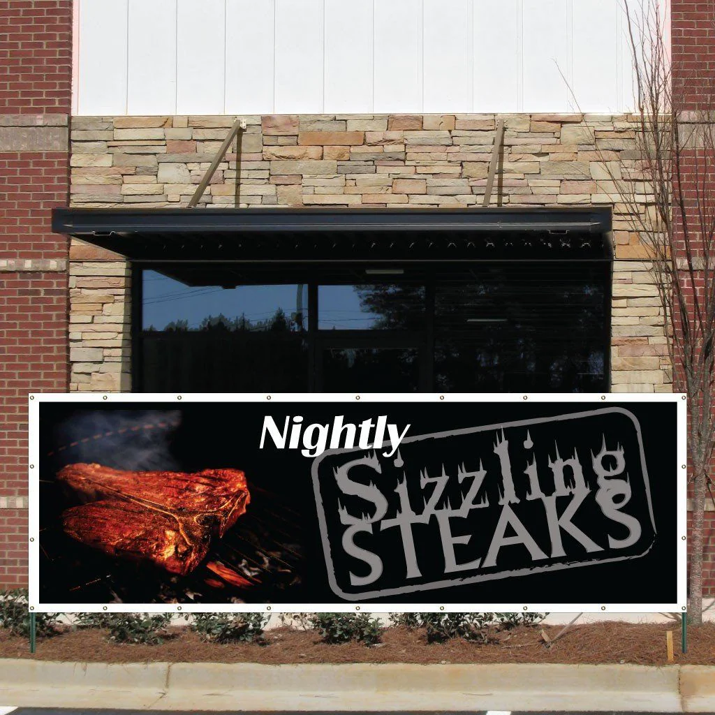 Sizzling Steaks Nightly Vinyl Banner