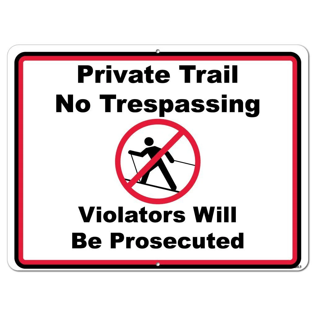 Skiing Private Trail No Trespassing Signage - Image 3