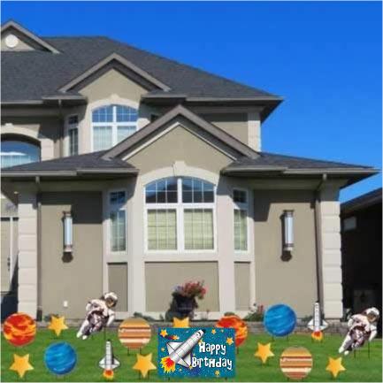 Space Themed Birthday Yard Cards 17 piece set