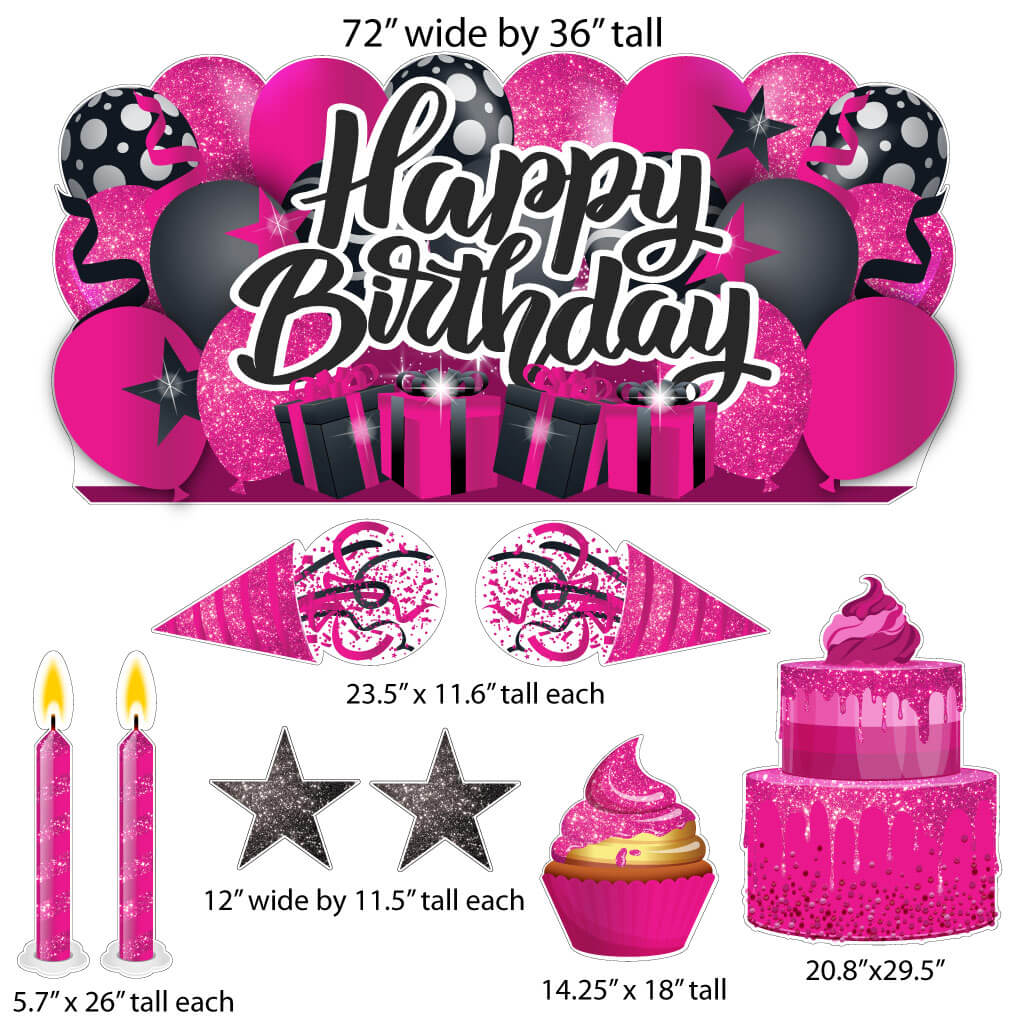 Sparkle Happy Birthday Oversized EZ Yard Card Sign Display - 9 pc set - Image 12