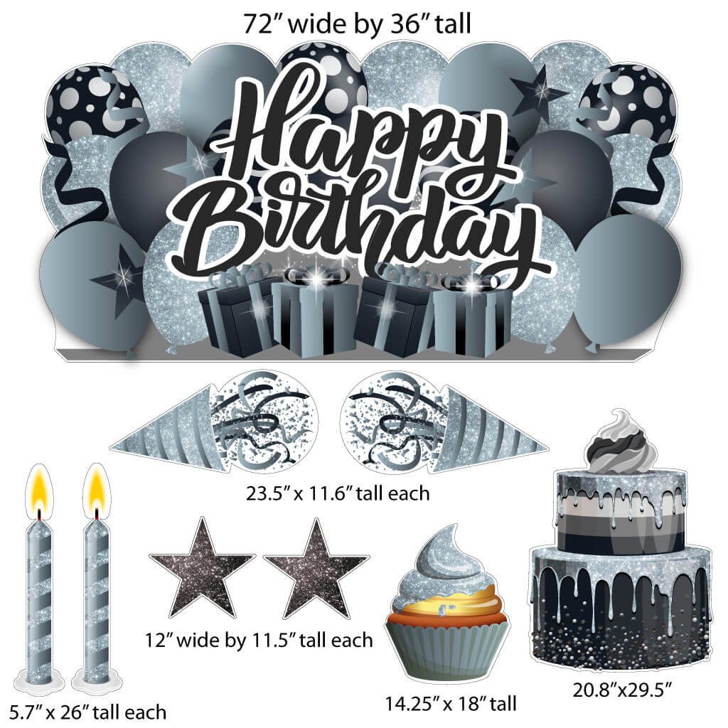 Sparkle Happy Birthday Oversized EZ Yard Card Sign Display - 9 pc set - Image 16