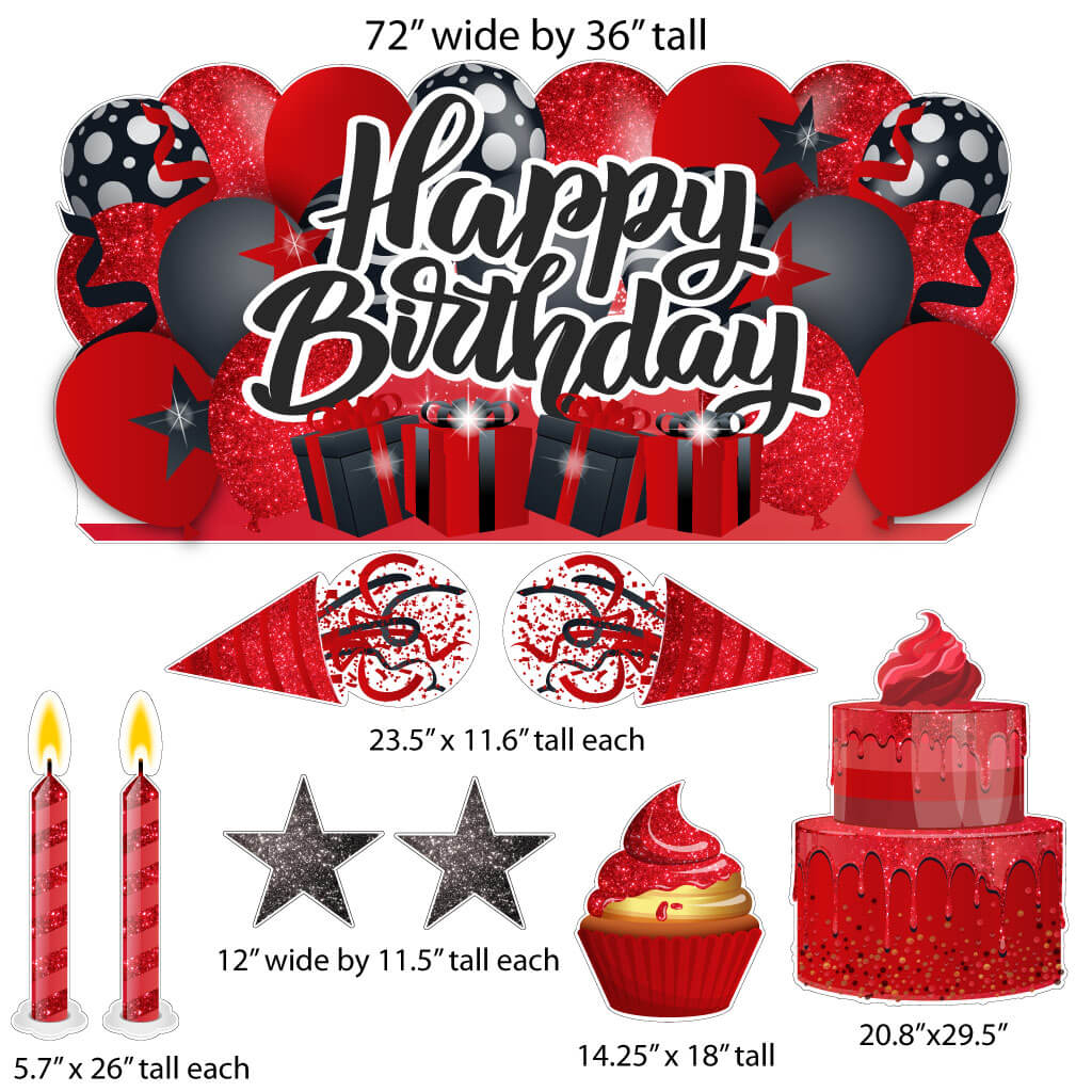 Sparkle Happy Birthday Oversized EZ Yard Card Sign Display - 9 pc set - Image 3
