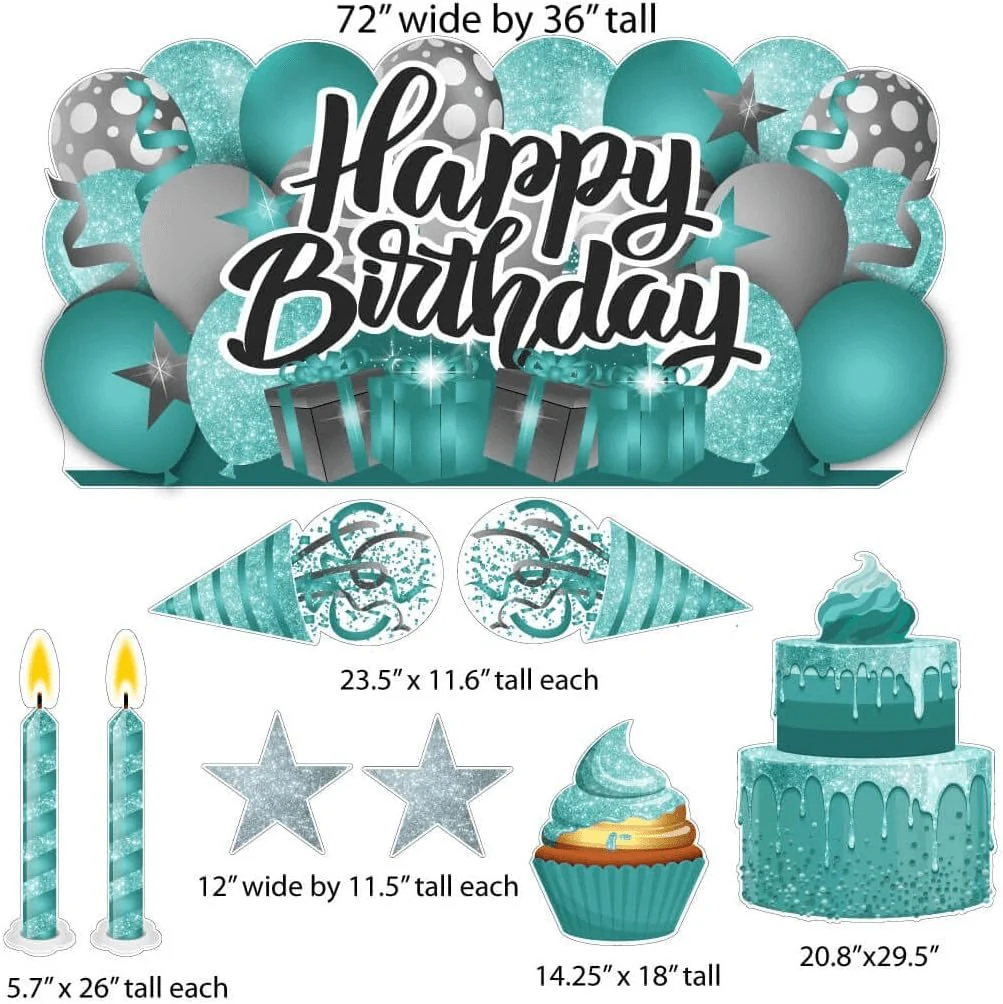 Sparkle Happy Birthday Oversized EZ Yard Card Sign Display - 9 pc set - Image 35