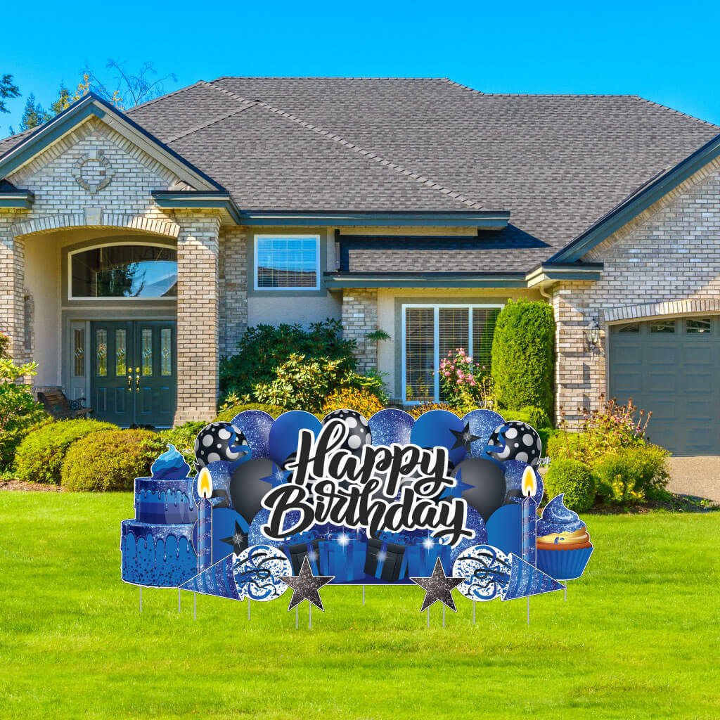 Sparkle Happy Birthday Oversized EZ Yard Card Sign Display - 9 pc set - Image 4