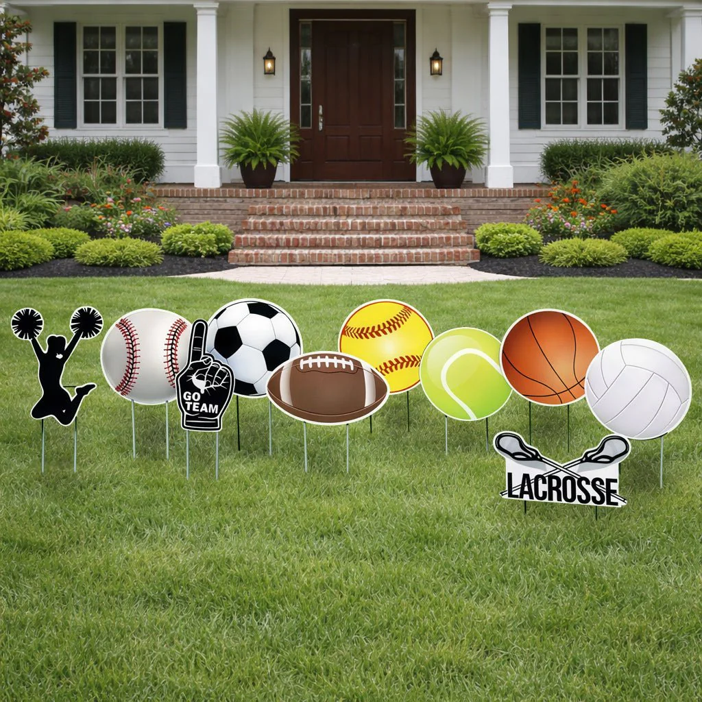 10-Pack Sports Birthday Yard Signs Decorations with Stakes