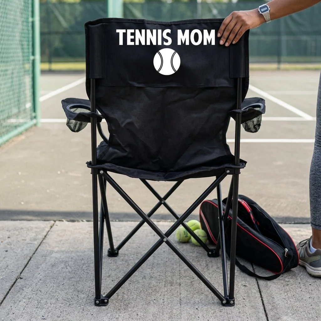 Tennis Mom Black Folding Camping Chair - Image 2