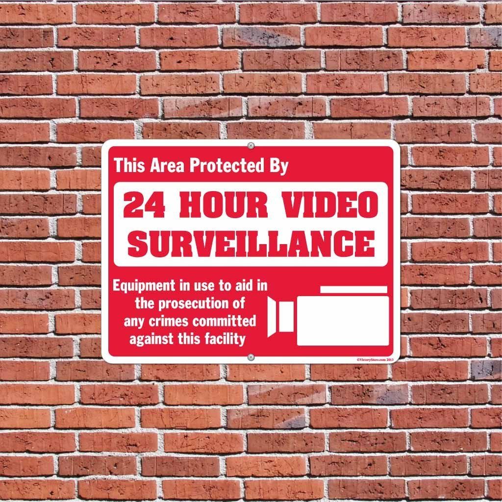 Protected By 24 Hour Video Surveillance Sign or Sticker