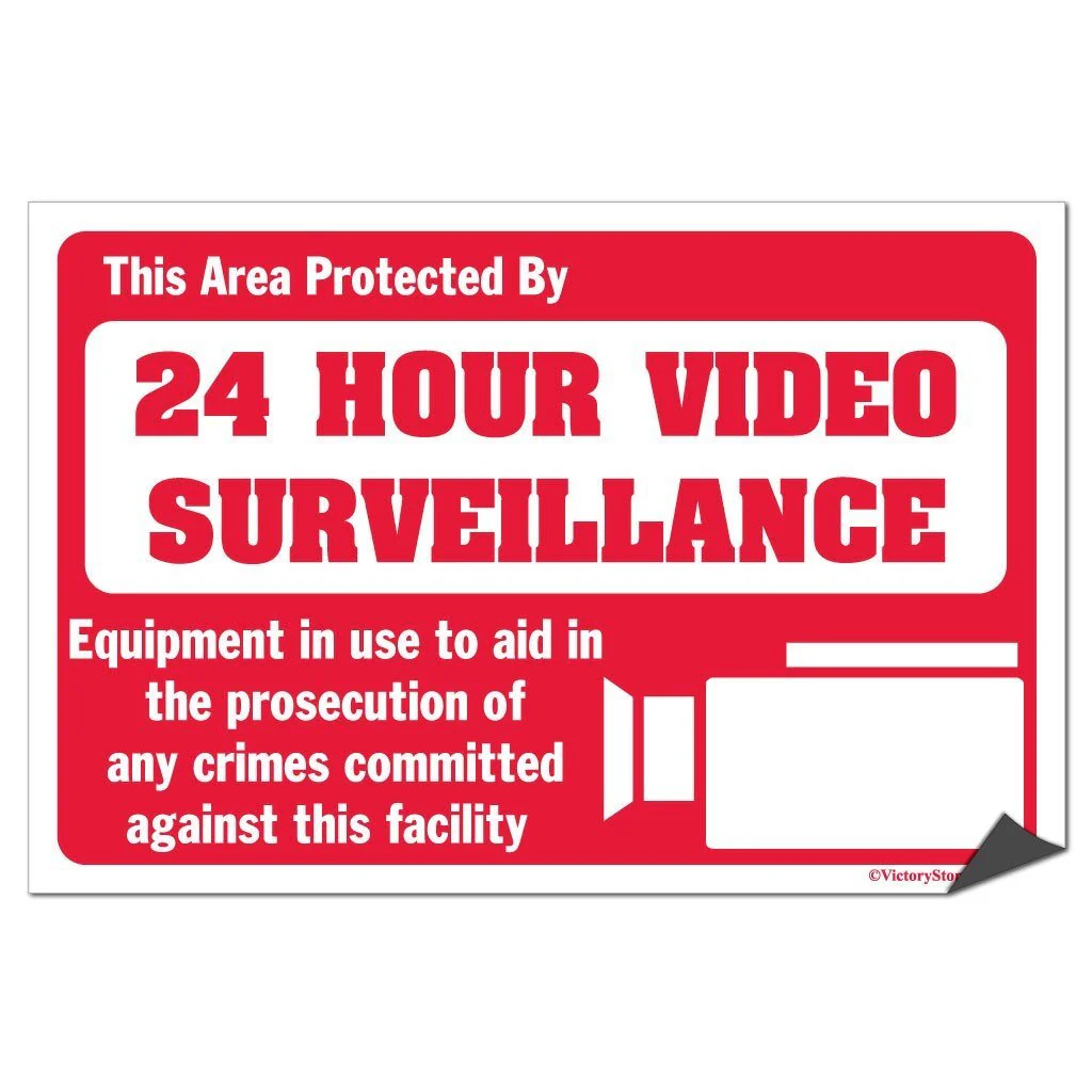 Protected By 24 Hour Video Surveillance Sign or Sticker - Image 5