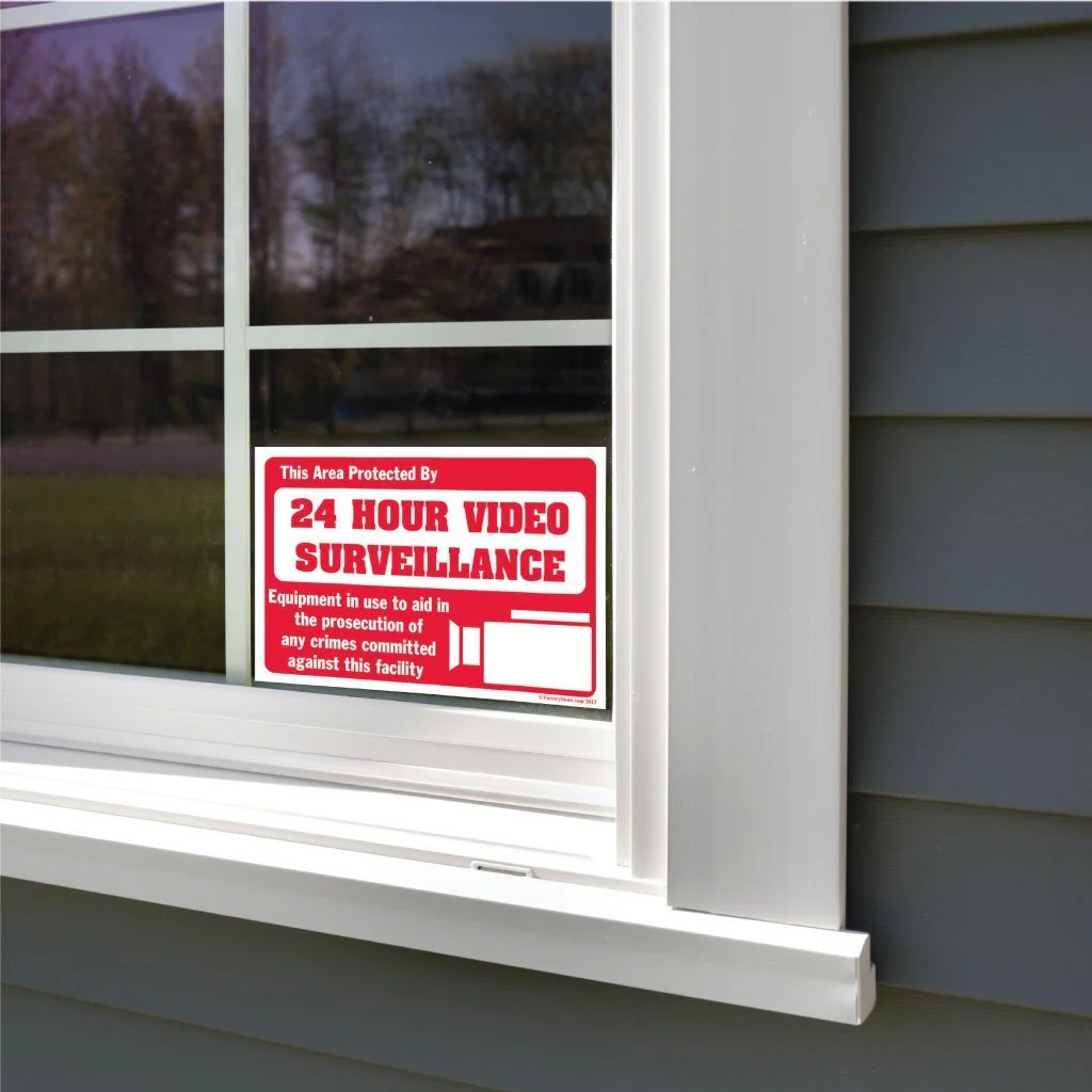 Protected By 24 Hour Video Surveillance Sign or Sticker - Image 6