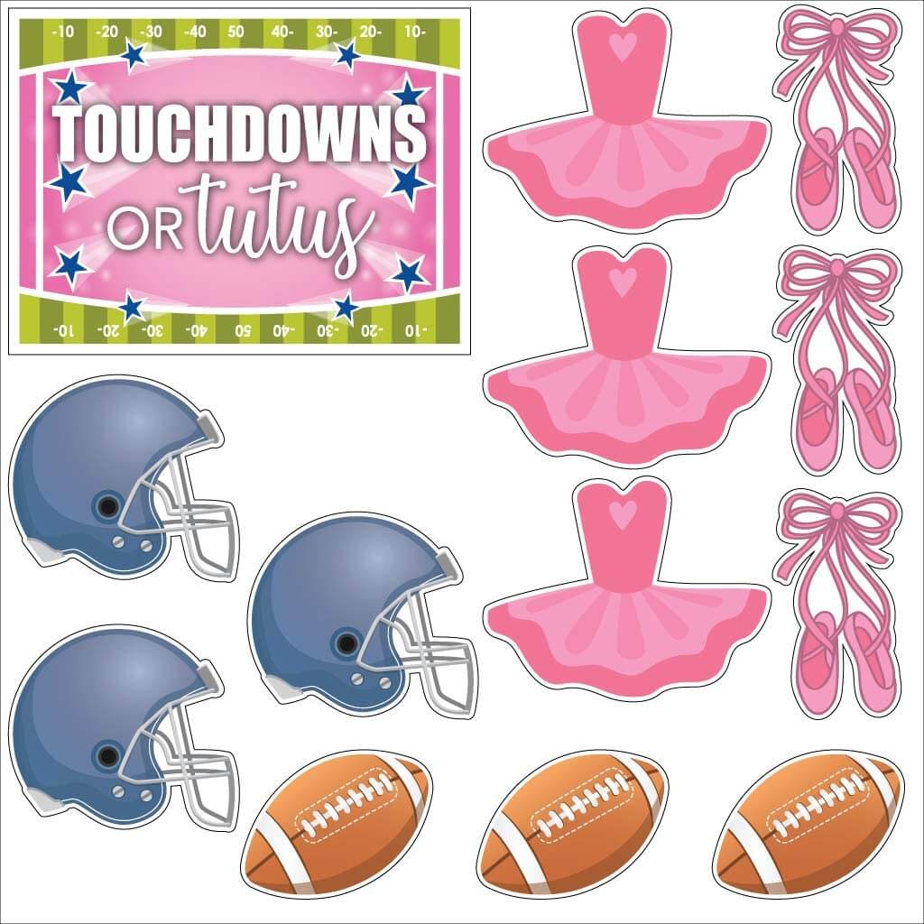 Touchdowns or Tutus Gender Reveal Yard Decoration 13 pc set - Image 2