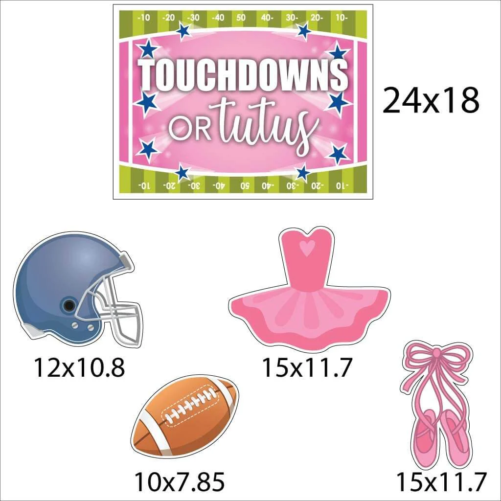 Touchdowns or Tutus Gender Reveal Yard Decoration 13 pc set - Image 3