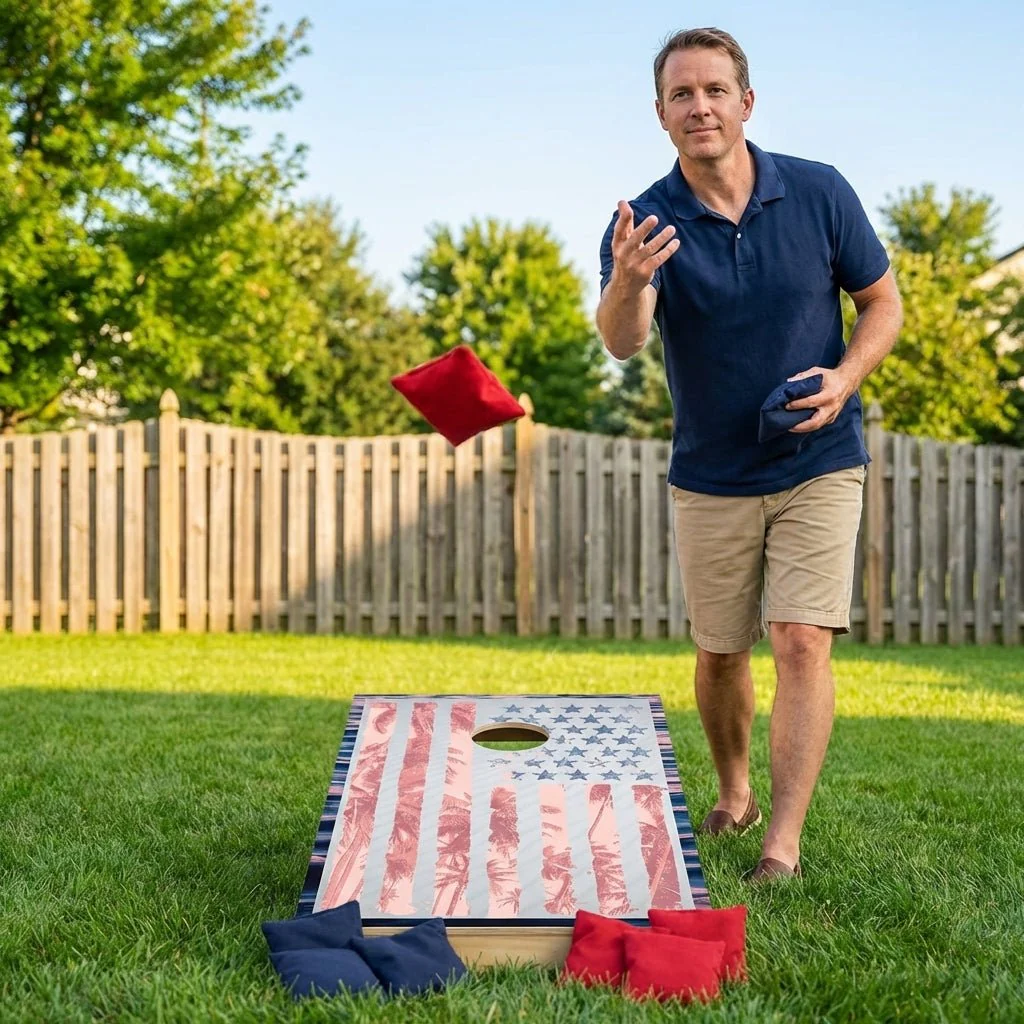Tropical Patriotic Cornhole Bag Toss Game - Image 4