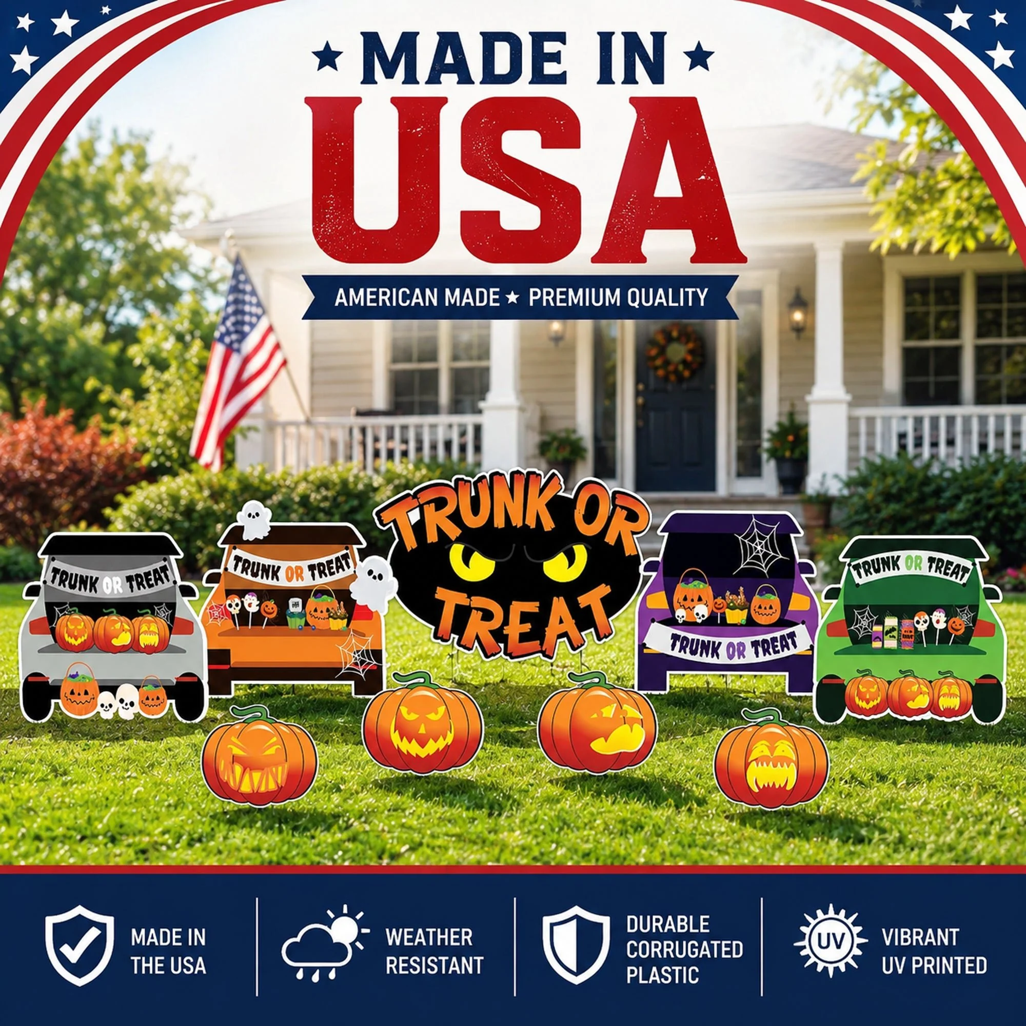 Trunk or Treat Yard Signs, Halloween Yard Decoration 9 Piece Set - Image 6