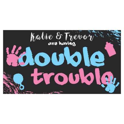 Double Trouble Gender Reveal Vinyl Banner - Image 2