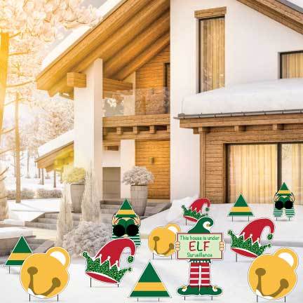 Under Elf Surveillance Yard Decorations 12 piece set