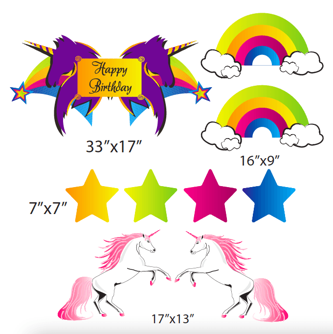 Unicorn Themed Birthday Yard Cards 9 piece set - Image 2