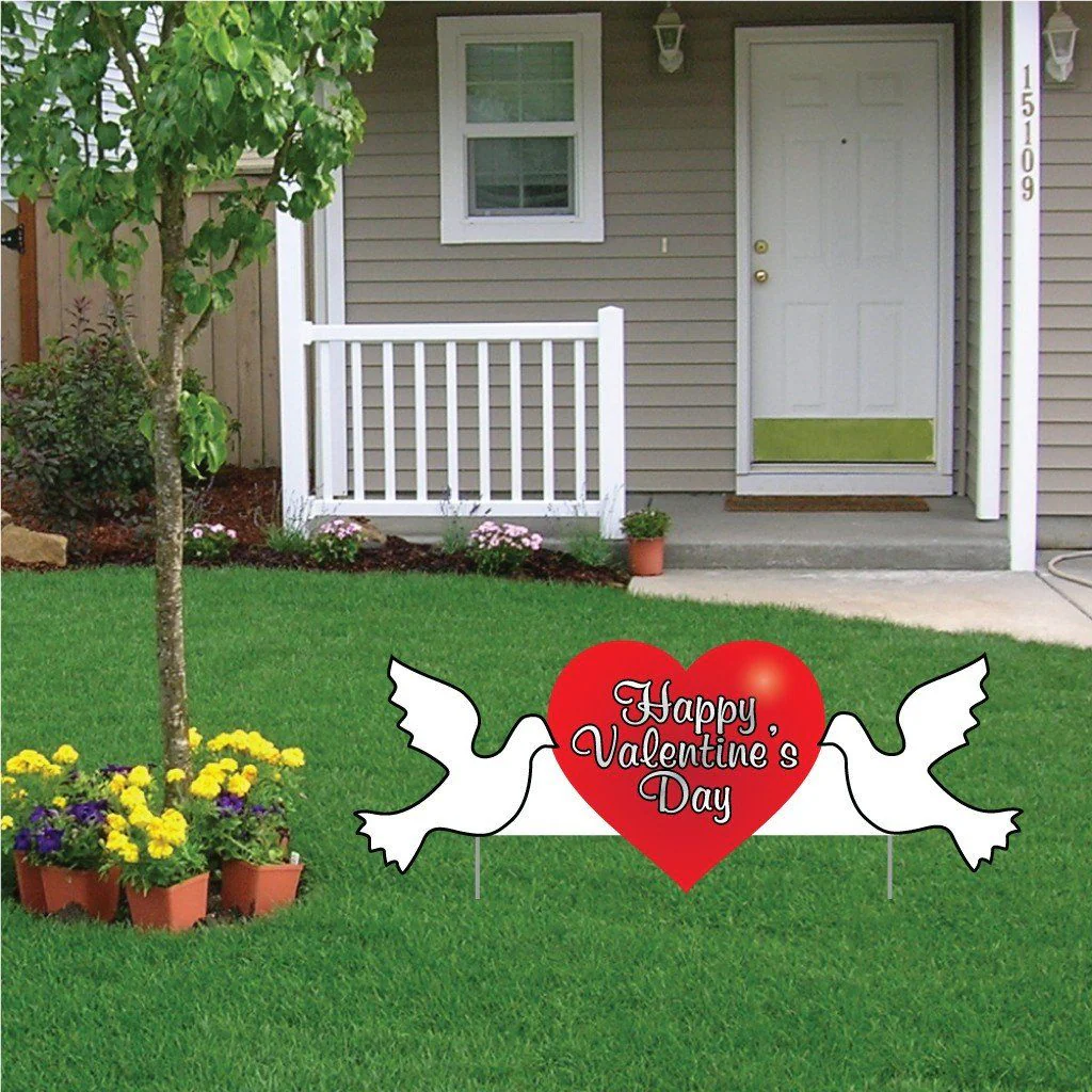 2' x 4'  Happy Valentine's Day Yard Sign | Dove