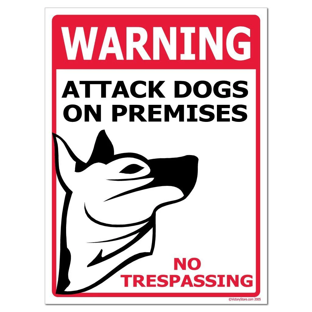 Attack Dogs On Premises Sign or Sticker - Image 2