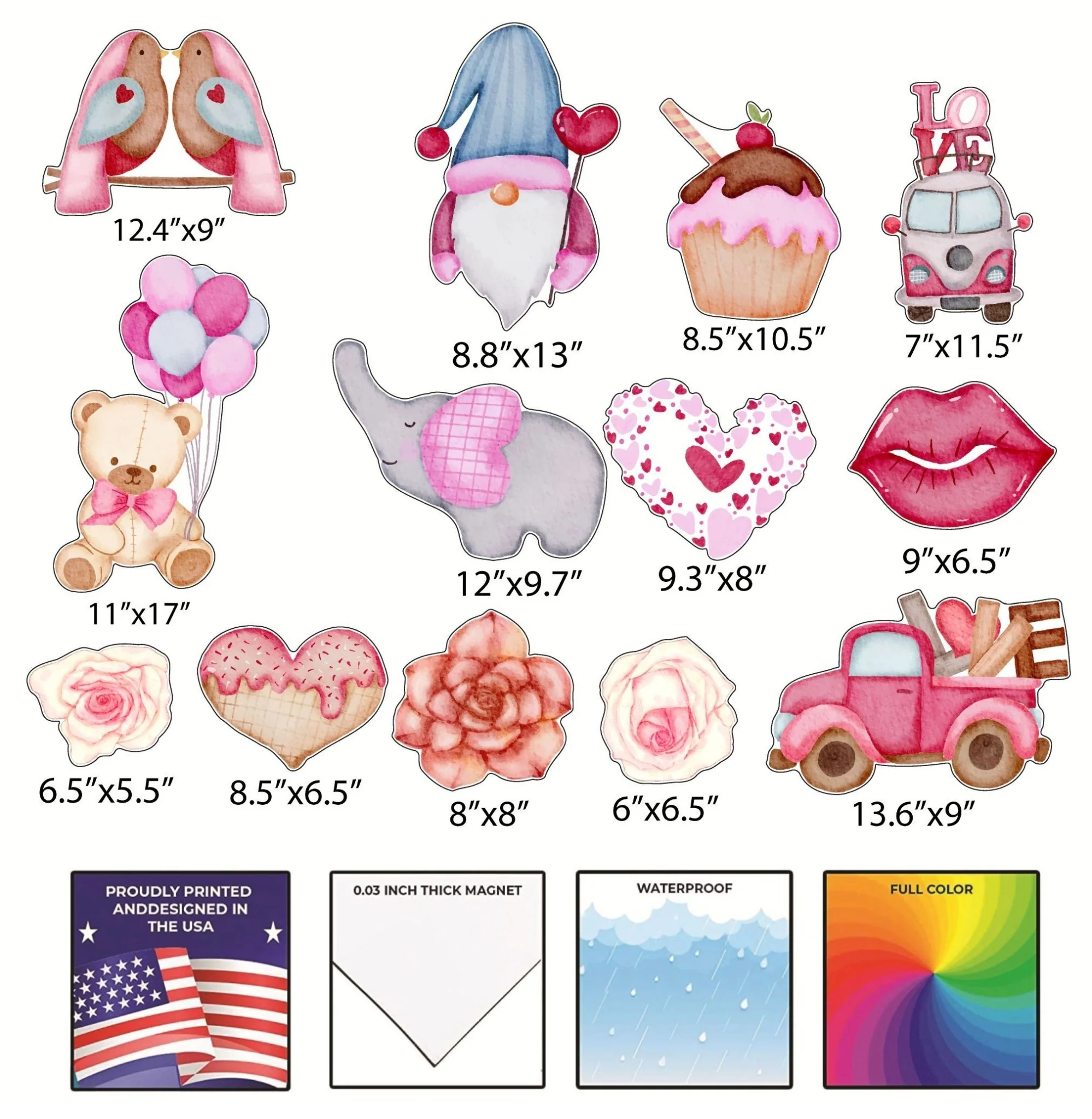 Watercolor Valentine's Day Garage Magnets - Image 2