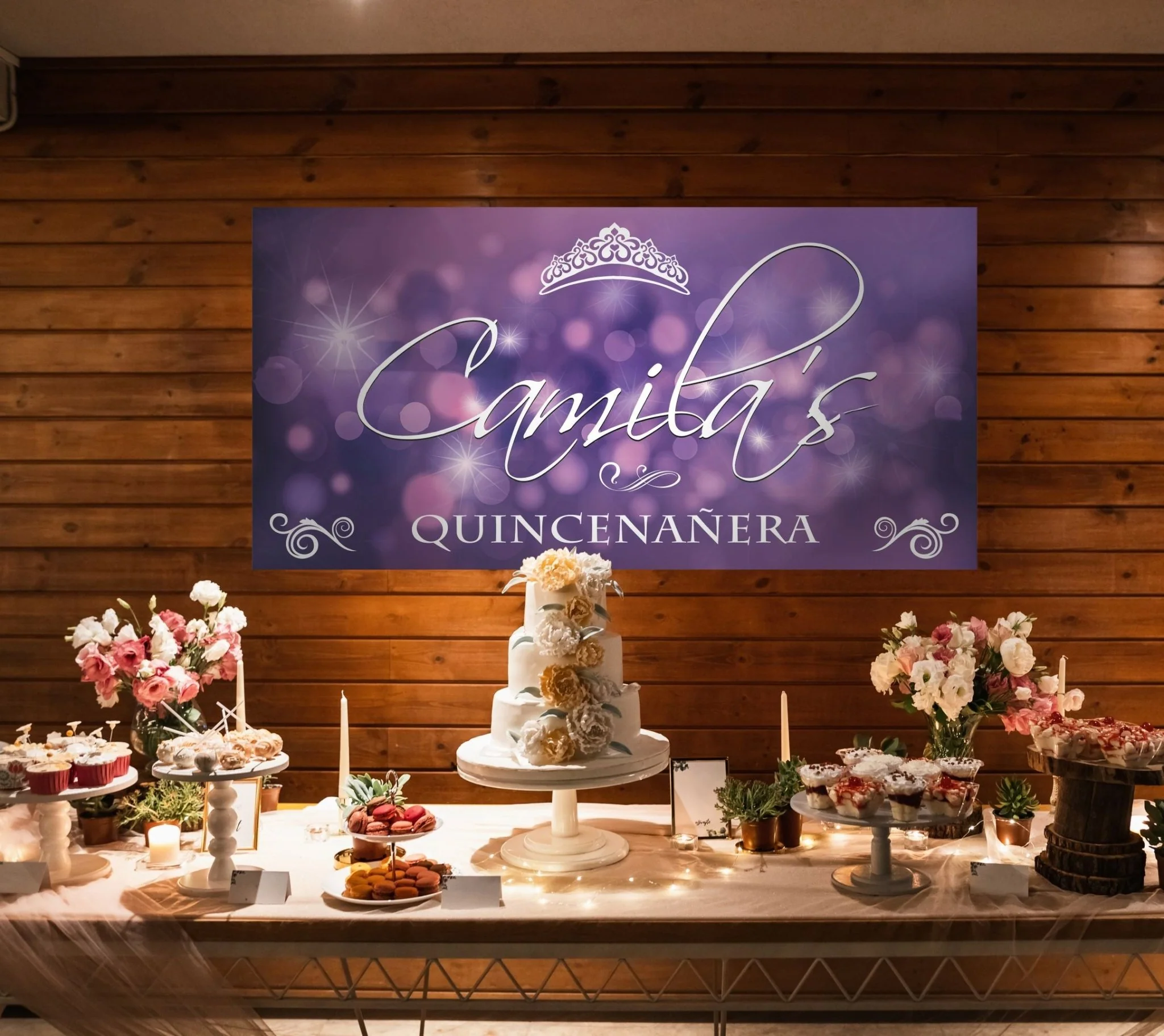Quinceañera Tiara and Sparkle Banner