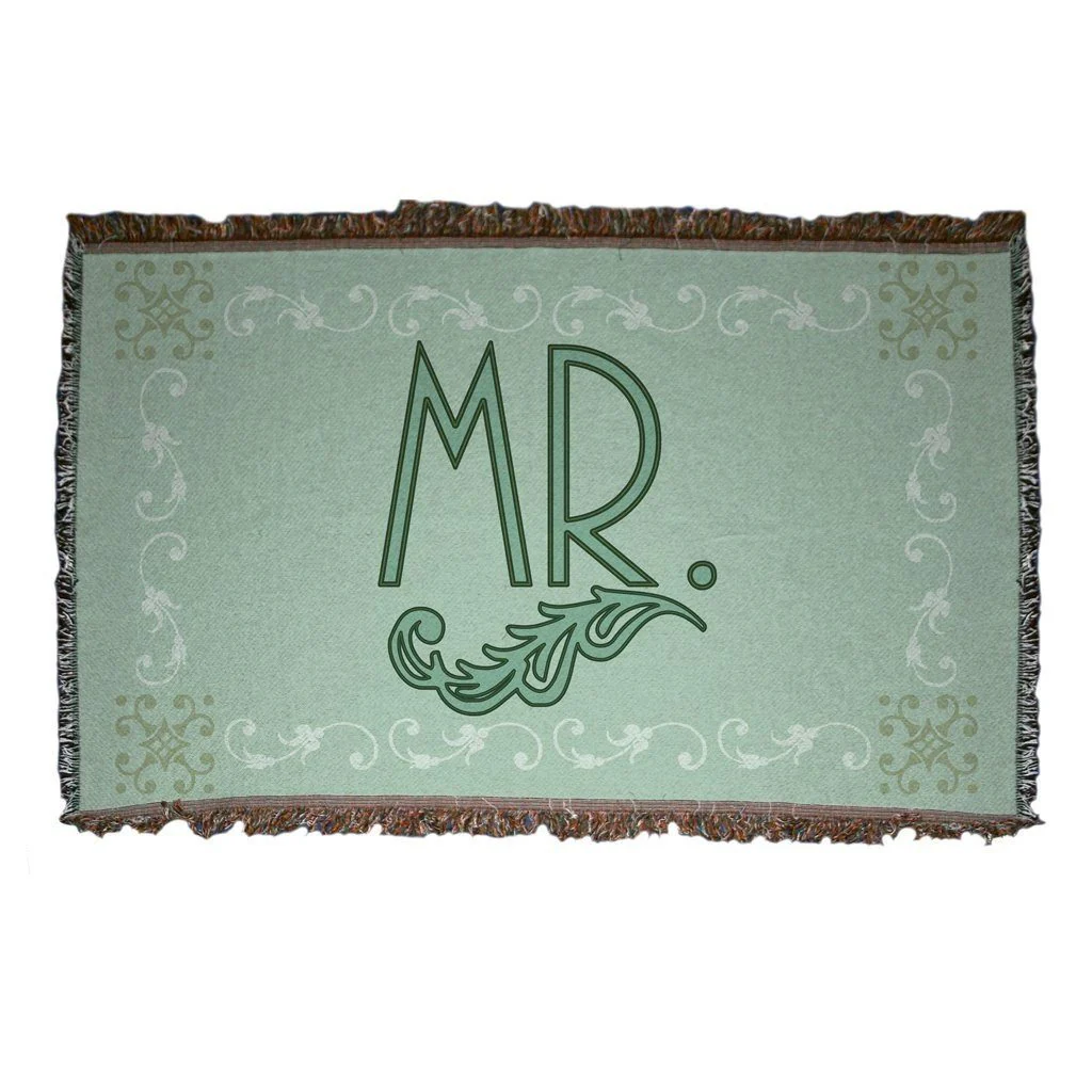 Green Mr. Wedding Woven Blanket