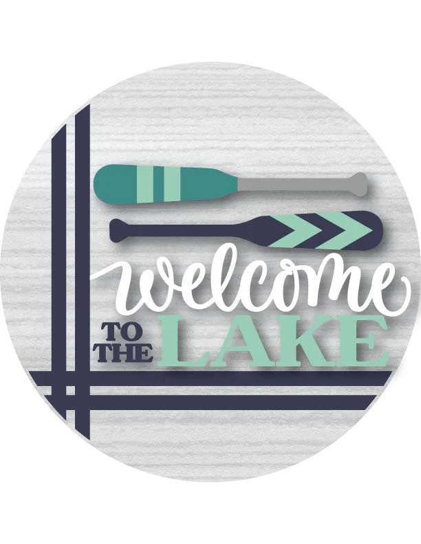 Welcome to the Lake Front Door Decor – 15.75" Round Hanging Sign | UV-Printed, Durable Fiberboard - Image 2
