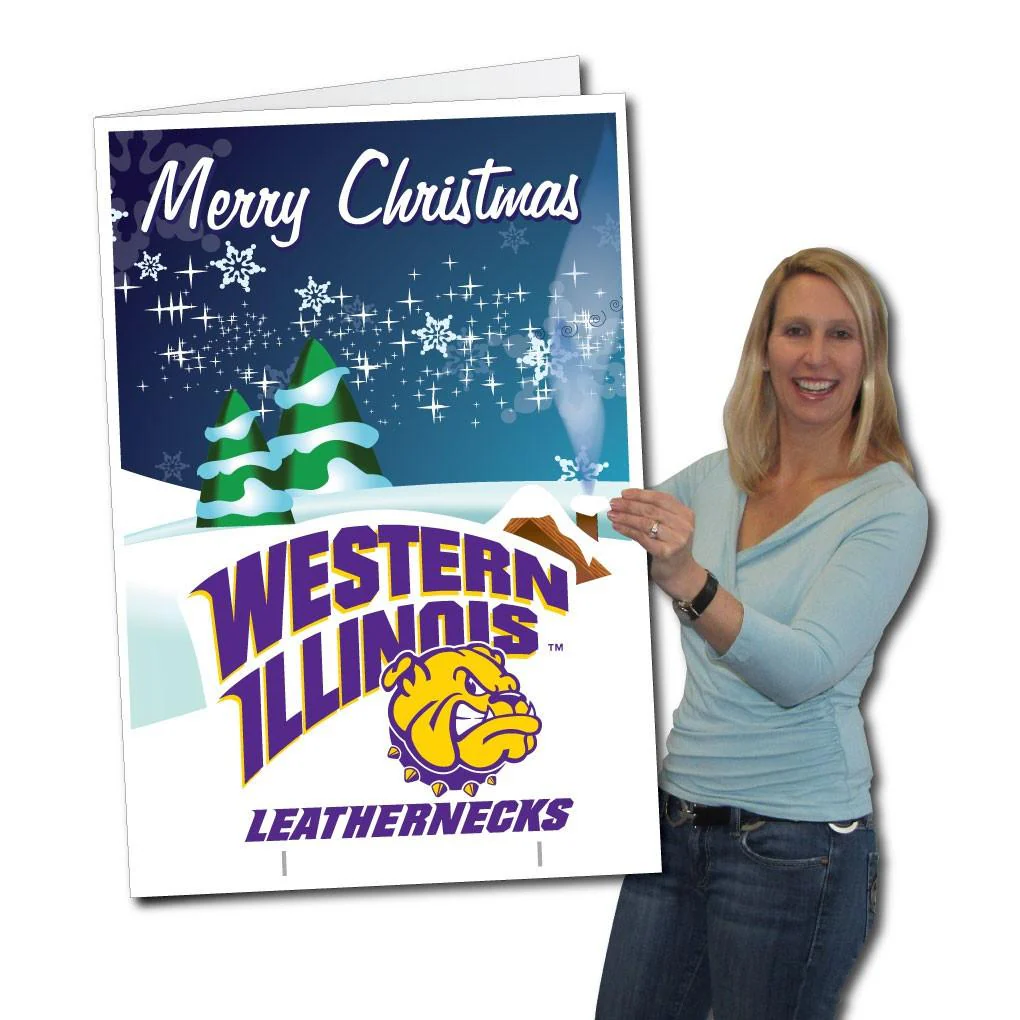 2'x3' Giant Western Illinois Christmas Greeting Card & Yard Sign