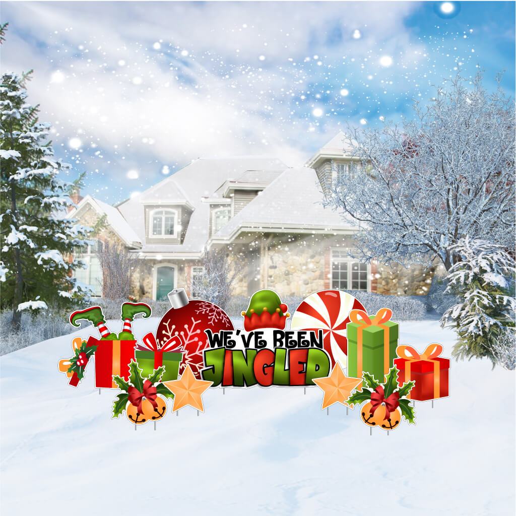 We've Been Jingled Christmas Yard Card 11 pc set