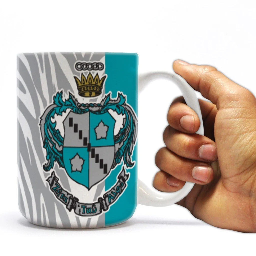 Zeta Tau Alpha 15oz Gray Zebra Print Coffee Mug - Image 2