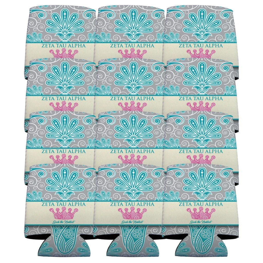 Zeta Tau Alpha Vintage Flowers Can Cooler Set - Image 2