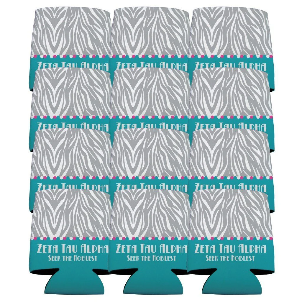 Zeta Tau Alpha Zebra Print Can Cooler Set - Image 2