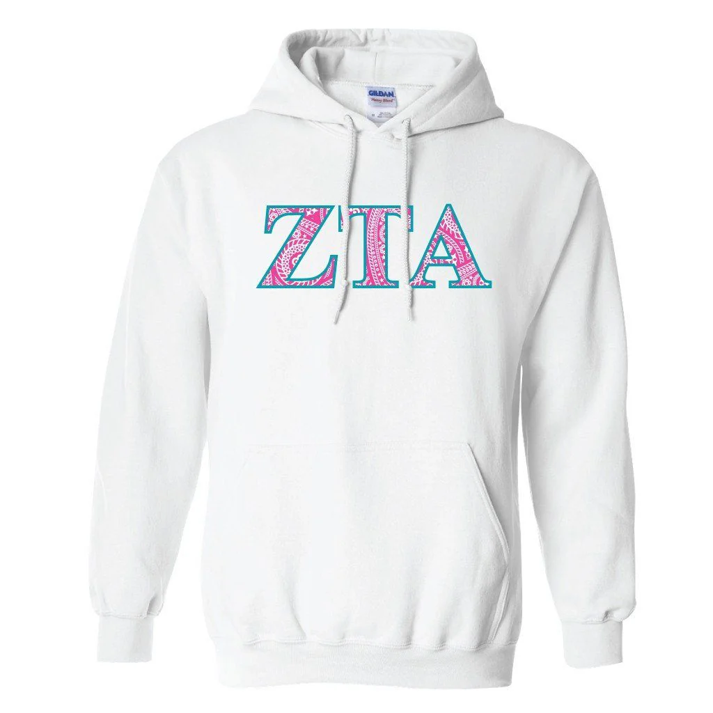 Zeta Tau Alpha Paisley Greek Letter Hooded Sweatshirt